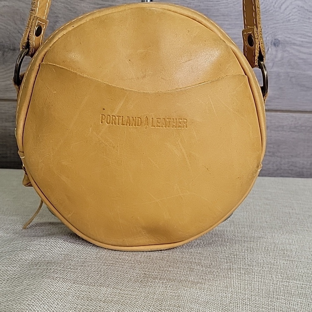 Portland Leather  Round Tan  Crossbody Bag